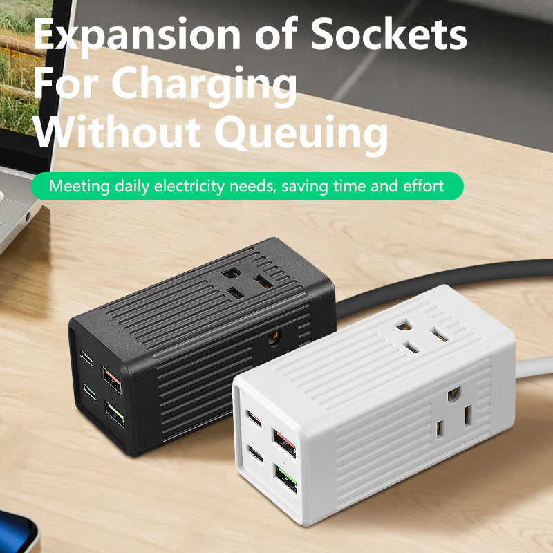1pc 3-outlet surge protection wall charger with 2 USB and 2 type-C ports - concealed plug and travel adapter, suitable for US socket extension and surge protection