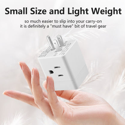6-in-1 US power board, power board surge protector, 3 AC sockets, 2 USB 1 Type-C, desktop charging station with overload protection, suitable for home, office, travel, computer, white and black.
