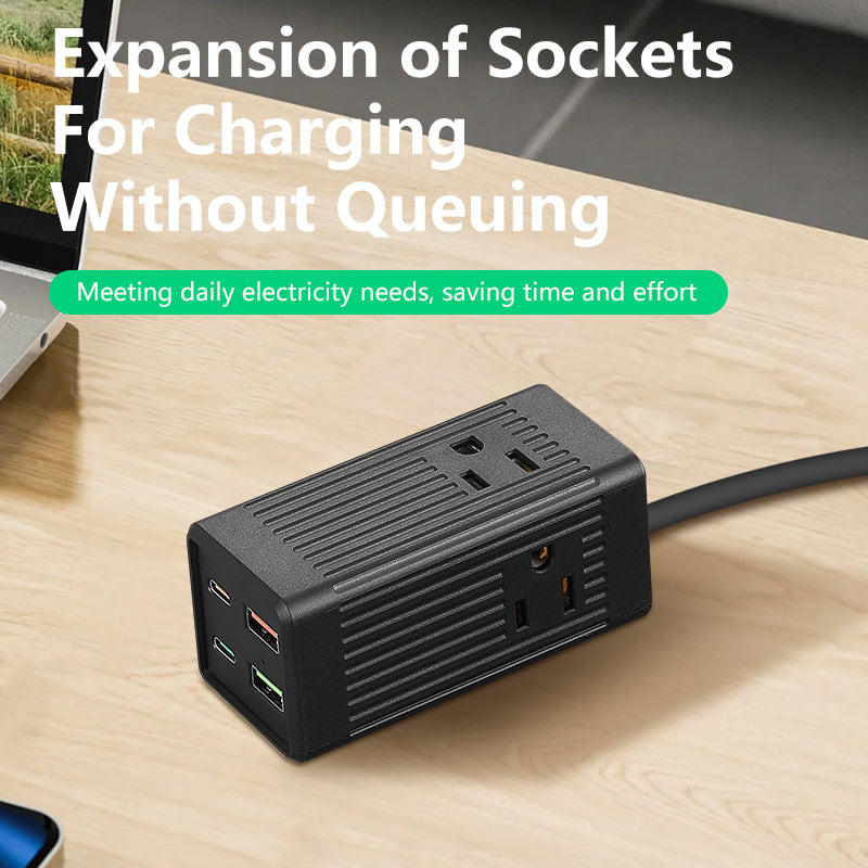 1pc 3-outlet surge protection wall charger with 2 USB and 2 type-C ports - concealed plug and travel adapter, suitable for US socket extension and surge protection