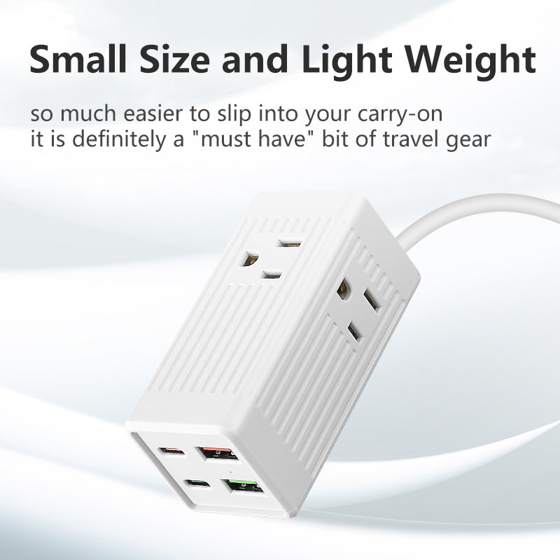 1pc 3-outlet surge protection wall charger with 2 USB and 2 type-C ports - concealed plug and travel adapter, suitable for US socket extension and surge protection