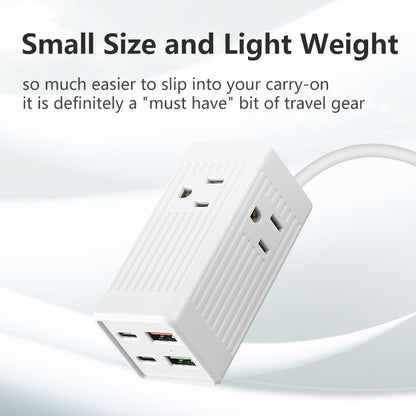 1pc 3-outlet surge protection wall charger with 2 USB and 2 type-C ports - concealed plug and travel adapter, suitable for US socket extension and surge protection