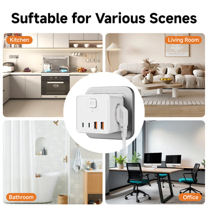 Power Outlet C Usb Port and 3 AC EU Outlet Power Point Supporting Factory Customize Extension Socket