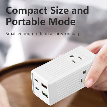 1pc 3-outlet surge protection wall charger with 2 USB and 2 type-C ports - concealed plug and travel adapter, suitable for US socket extension and surge protection